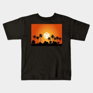 Tropical Sunset Polyhedral D20 Dice Sun and Coconuts Tabletop RPG Maps and Landscapes Kids T-Shirt